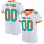 Mesh Aqua-Oranje Custom Wit Voetbalshirt Authentiek Mesh Aqua-Oranje Custom Wit Voetbalshirt Authentiek