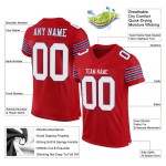 Jersey Rood Voetbal Wit-Royal Mesh Authentiek Aangepast Jersey Rood Voetbal Wit-Royal Mesh Authentiek Aangepast