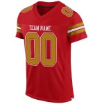 Aangepaste rode oude authentieke goud-witte voetbaltrui mesh Aangepaste rode oude authentieke goud-witte voetbaltrui mesh
