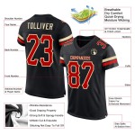 Voetbal Zwart Custom Mesh Authentiek Jersey Rood-Crème Voetbal Zwart Custom Mesh Authentiek Jersey Rood-Crème