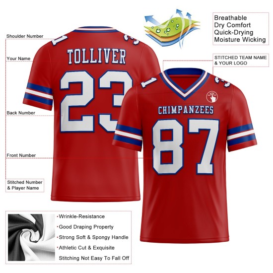 Mesh Authentic Wit-Koninklijk Custom Rood Jersey Voetbal Mesh Authentic Wit-Koninklijk Custom Rood Jersey Voetbal