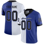 Zwart-wit mesh mode split royal jersey custom voetbalshirt Zwart-wit mesh mode split royal jersey custom voetbalshirt