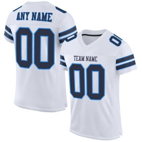Custom Jersey Football Authentic Mesh Marineblauw-Poederblauw Wit Custom Jersey Football Authentic Mesh Marineblauw-Poederblauw Wit