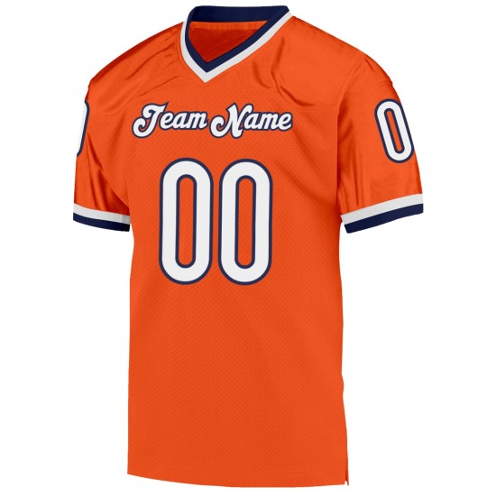 Mesh Custom Oranje Wit-Marineblauw Voetbalshirt Throwback Authentiek Mesh Custom Oranje Wit-Marineblauw Voetbalshirt Throwback Authentiek