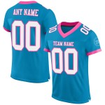 Authentiek aangepast voetbal Panther-shirt wit-roze blauw mesh Authentiek aangepast voetbal Panther-shirt wit-roze blauw mesh