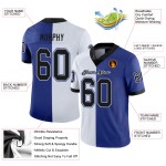 Zwart-wit mesh mode split royal jersey custom voetbalshirt Zwart-wit mesh mode split royal jersey custom voetbalshirt