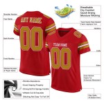 Aangepaste rode oude authentieke goud-witte voetbaltrui mesh Aangepaste rode oude authentieke goud-witte voetbaltrui mesh