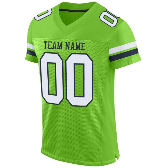 Mesh Wit-Marinegroen Neon Voetbal Authentiek Aangepast Jersey Mesh Wit-Marinegroen Neon Voetbal Authentiek Aangepast Jersey