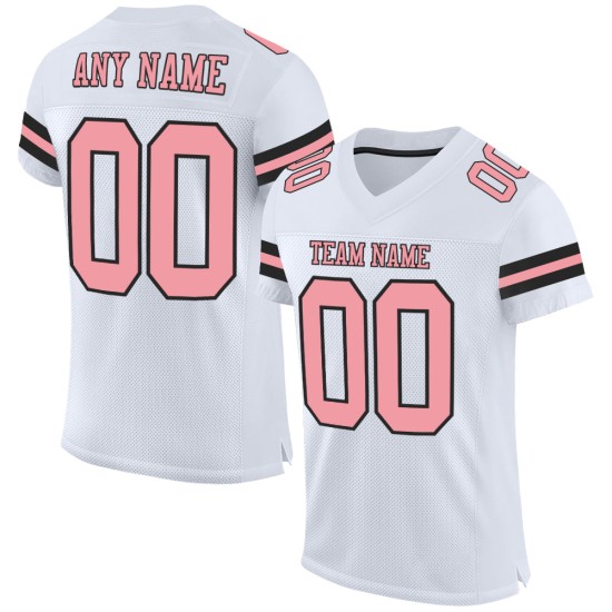 Custom Mesh Medium Authentiek Voetbalshirt Wit Roze-Zwart Custom Mesh Medium Authentiek Voetbalshirt Wit Roze-Zwart