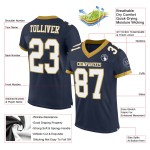 Mesh Custom Wit-Oud Jersey Goud Marine Voetbal Authentiek Mesh Custom Wit-Oud Jersey Goud Marine Voetbal Authentiek