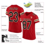 Rood Zwart-Crème Voetbalshirt Custom Mesh Authentiek Rood Zwart-Crème Voetbalshirt Custom Mesh Authentiek