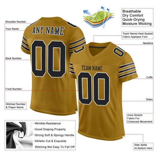 Voetbal Mesh Zwart-Wit Oud Aangepast Jersey Authentiek Goud Voetbal Mesh Zwart-Wit Oud Aangepast Jersey Authentiek Goud