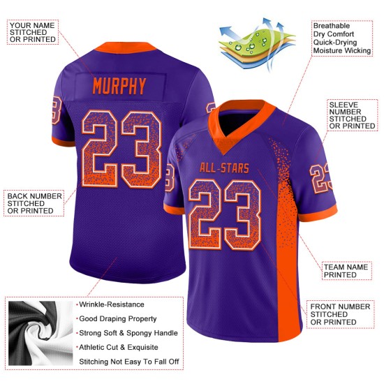 Mode Drift Oranje-Wit Mesh Jersey Custom Paarse Voetbal Mode Drift Oranje-Wit Mesh Jersey Custom Paarse Voetbal