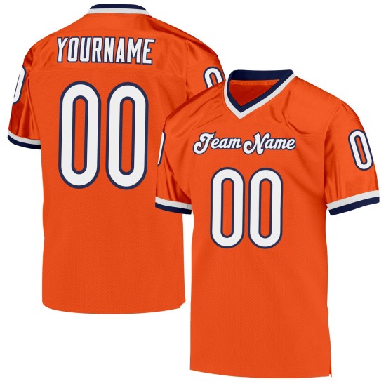 Mesh Custom Oranje Wit-Marineblauw Voetbalshirt Throwback Authentiek Mesh Custom Oranje Wit-Marineblauw Voetbalshirt Throwback Authentiek