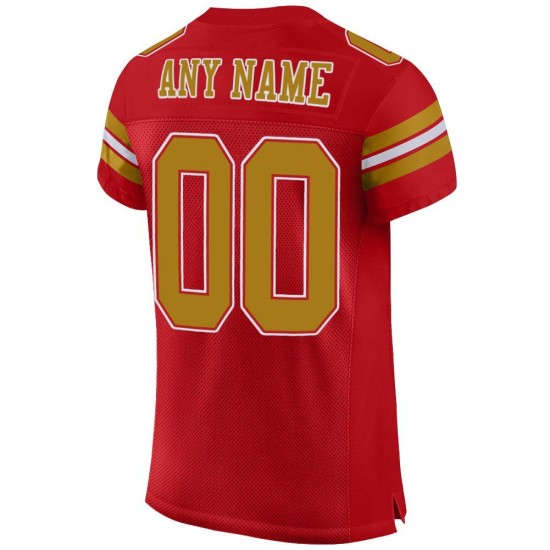 Aangepaste rode oude authentieke goud-witte voetbaltrui mesh Aangepaste rode oude authentieke goud-witte voetbaltrui mesh