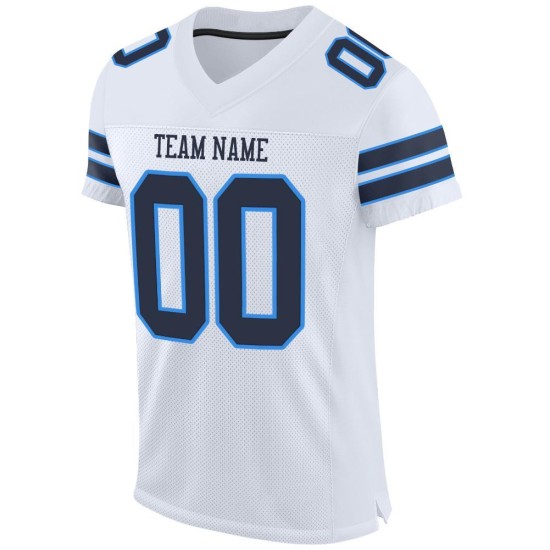Custom Jersey Football Authentic Mesh Marineblauw-Poederblauw Wit Custom Jersey Football Authentic Mesh Marineblauw-Poederblauw Wit