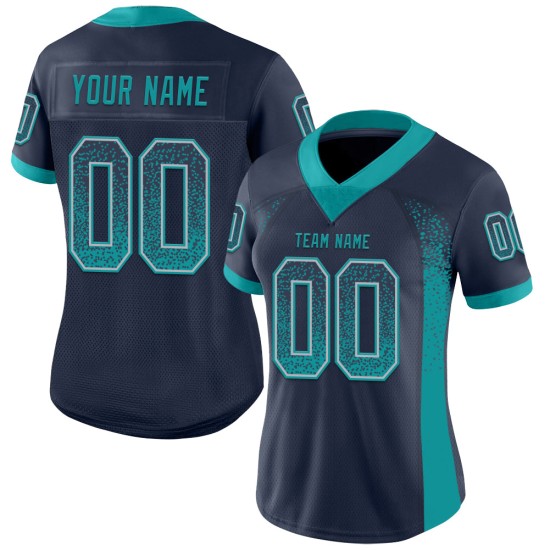 Jersey Fashion Teal-Grijs Mesh Drift Marineblauw Voetbal Aangepast Jersey Fashion Teal-Grijs Mesh Drift Marineblauw Voetbal Aangepast