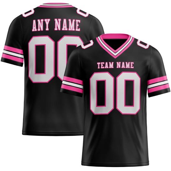 Zwarte Custom Authentic Jersey Wit-Roze Mesh Voetbal Zwarte Custom Authentic Jersey Wit-Roze Mesh Voetbal