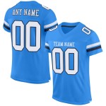 Wit-Marineblauw Mesh Poeder Jersey Voetbal Custom Authentic Blauw Wit-Marineblauw Mesh Poeder Jersey Voetbal Custom Authentic Blauw