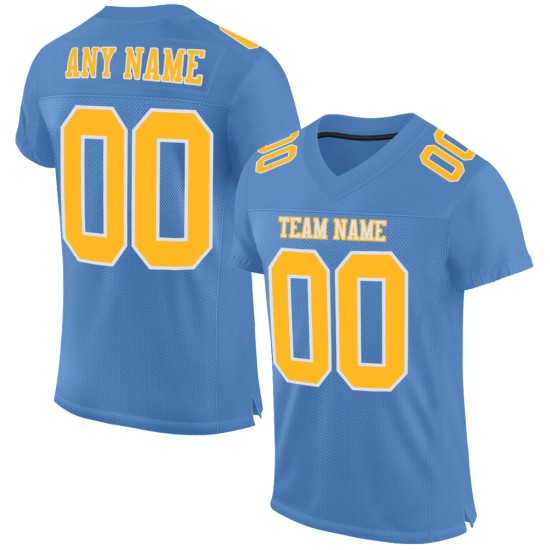 Goud-Wit Blauw Jersey Authentieke Lichte Aangepaste Mesh Voetbal Goud-Wit Blauw Jersey Authentieke Lichte Aangepaste Mesh Voetbal