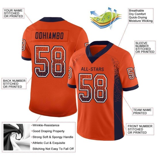 Aangepaste voetbal oranje mode marineblauw-wit shirt drift mesh Aangepaste voetbal oranje mode marineblauw-wit shirt drift mesh