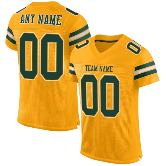 Custom Mesh Jersey Authentieke Gouden Voetbal Groen-Wit Custom Mesh Jersey Authentieke Gouden Voetbal Groen-Wit
