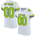 Op maat gemaakt wit voetbalshirt neon mesh groen-zwart authentiek Op maat gemaakt wit voetbalshirt neon mesh groen-zwart authentiek