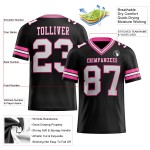 Zwarte Custom Authentic Jersey Wit-Roze Mesh Voetbal Zwarte Custom Authentic Jersey Wit-Roze Mesh Voetbal