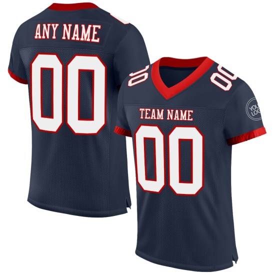 Authentiek Jersey Mesh Navy Custom Football Wit-Rood Authentiek Jersey Mesh Navy Custom Football Wit-Rood