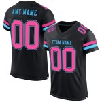 Custom Jersey Zwart Voetbal Mesh Roze-Sky Authentic Blue Custom Jersey Zwart Voetbal Mesh Roze-Sky Authentic Blue