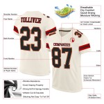 Voetbal Authentic Mesh Cream Jersey Custom Zwart-Rood Voetbal Authentic Mesh Cream Jersey Custom Zwart-Rood