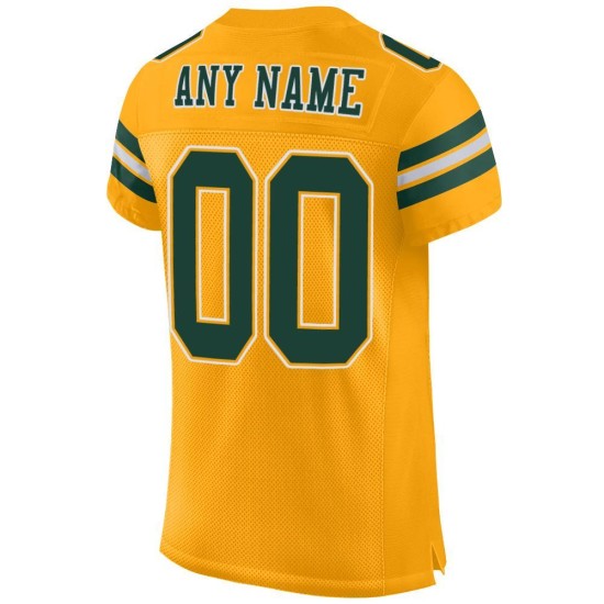 Custom Mesh Jersey Authentieke Gouden Voetbal Groen-Wit Custom Mesh Jersey Authentieke Gouden Voetbal Groen-Wit