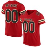 Rood Zwart-Crème Voetbalshirt Custom Mesh Authentiek Rood Zwart-Crème Voetbalshirt Custom Mesh Authentiek