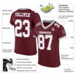 Bourgondië Mesh Custom Football Jersey Wit-Grijs Authentiek Bourgondië Mesh Custom Football Jersey Wit-Grijs Authentiek