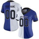 Zwart-wit mesh mode split royal jersey custom voetbalshirt Zwart-wit mesh mode split royal jersey custom voetbalshirt