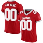 Mesh Jersey Authentiek Wit-Grijs Rood Custom Voetbal Mesh Jersey Authentiek Wit-Grijs Rood Custom Voetbal