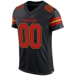 Jersey Zwart Scharlaken-Goud Voetbal Custom Authentic Mesh Jersey Zwart Scharlaken-Goud Voetbal Custom Authentic Mesh
