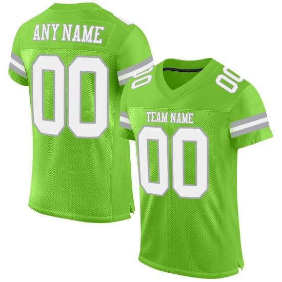 Jersey Authentieke Voetbal Custom Neon Wit-Grijs Mesh Groen Jersey Authentieke Voetbal Custom Neon Wit-Grijs Mesh Groen