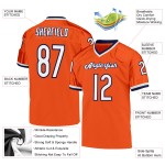 Mesh Custom Oranje Wit-Marineblauw Voetbalshirt Throwback Authentiek Mesh Custom Oranje Wit-Marineblauw Voetbalshirt Throwback Authentiek