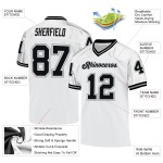 Throwback Zwart-Grijs Voetbal Custom Authentic Wit Mesh Jersey Throwback Zwart-Grijs Voetbal Custom Authentic Wit Mesh Jersey