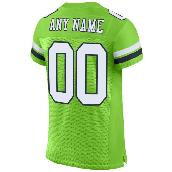 Mesh Wit-Marinegroen Neon Voetbal Authentiek Aangepast Jersey Mesh Wit-Marinegroen Neon Voetbal Authentiek Aangepast Jersey
