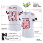 Custom Mesh Medium Authentiek Voetbalshirt Wit Roze-Zwart Custom Mesh Medium Authentiek Voetbalshirt Wit Roze-Zwart