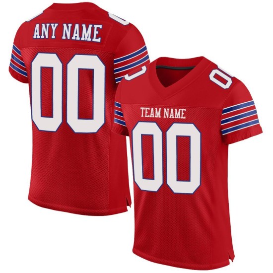 Jersey Rood Voetbal Wit-Royal Mesh Authentiek Aangepast Jersey Rood Voetbal Wit-Royal Mesh Authentiek Aangepast