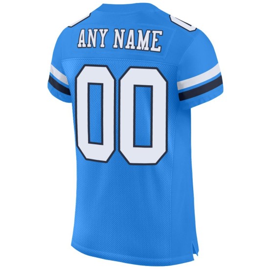 Wit-Marineblauw Mesh Poeder Jersey Voetbal Custom Authentic Blauw Wit-Marineblauw Mesh Poeder Jersey Voetbal Custom Authentic Blauw