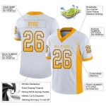 Aangepaste goud-zwarte Drift Fashion Jersey Football Mesh Wit Aangepaste goud-zwarte Drift Fashion Jersey Football Mesh Wit
