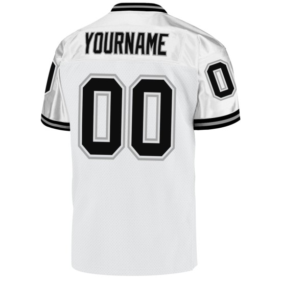 Throwback Zwart-Grijs Voetbal Custom Authentic Wit Mesh Jersey Throwback Zwart-Grijs Voetbal Custom Authentic Wit Mesh Jersey