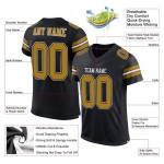 Mesh Authentic Football Custom Old Jersey Zwart Goud-Wit Mesh Authentic Football Custom Old Jersey Zwart Goud-Wit