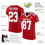 Mesh Jersey Authentiek Wit-Grijs Rood Custom Voetbal Mesh Jersey Authentiek Wit-Grijs Rood Custom Voetbal