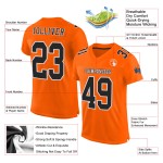 Oranje Custom Football Jersey Authentiek Zwart-Wit Mesh Oranje Custom Football Jersey Authentiek Zwart-Wit Mesh